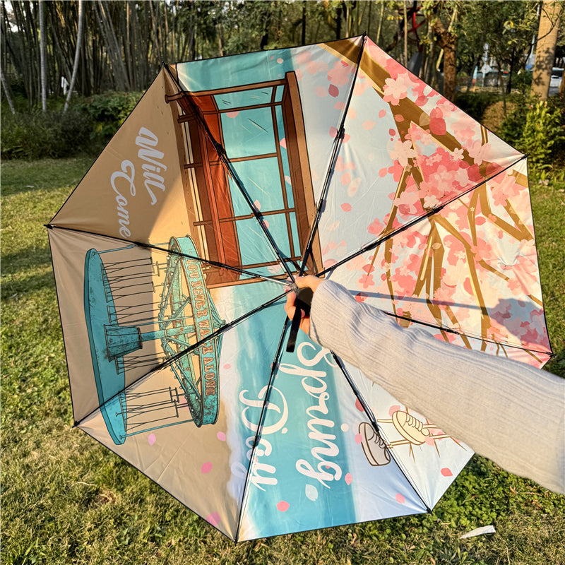 BTS Compact Folding Umbrella - Anti-UV Sun & Rain Protection Umbrella