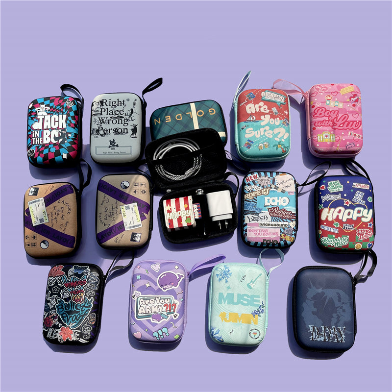 BTS Mini Portable Case - PU Leather Hard Shell Organizer for Airpods & Coins