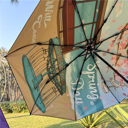 BTS Compact Folding Umbrella - Anti-UV Sun & Rain Protection Umbrella
