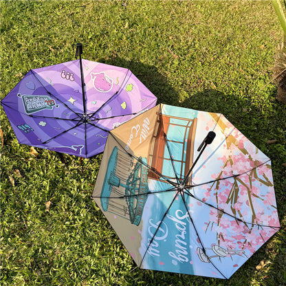 BTS Compact Folding Umbrella - Anti-UV Sun & Rain Protection Umbrella