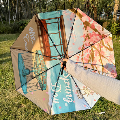 BTS Compact Folding Umbrella - Anti-UV Sun & Rain Protection Umbrella
