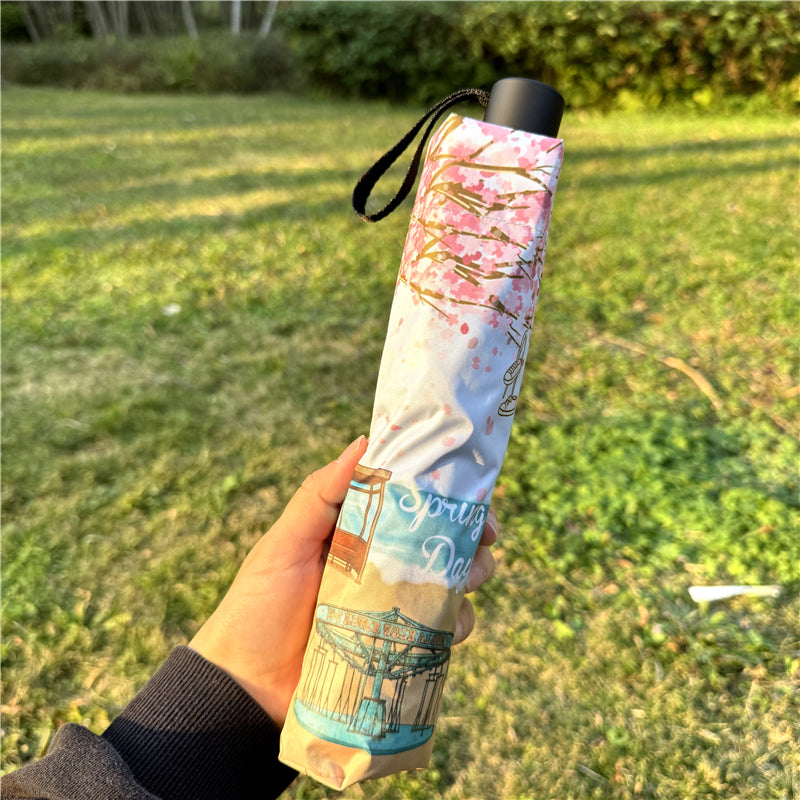 BTS Compact Folding Umbrella - Anti-UV Sun & Rain Protection Umbrella