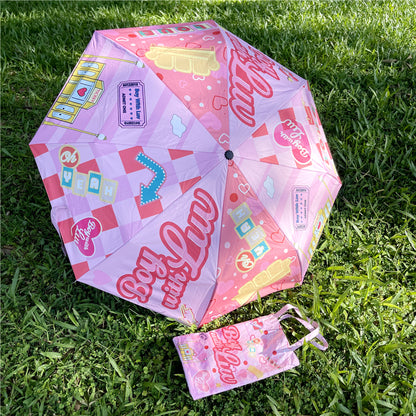 BTS Compact Folding Umbrella - Anti-UV Sun & Rain Protection Umbrella