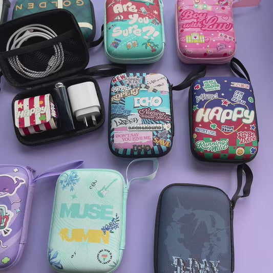 BTS Mini Portable Case - PU Leather Hard Shell Organizer for Airpods & Coins